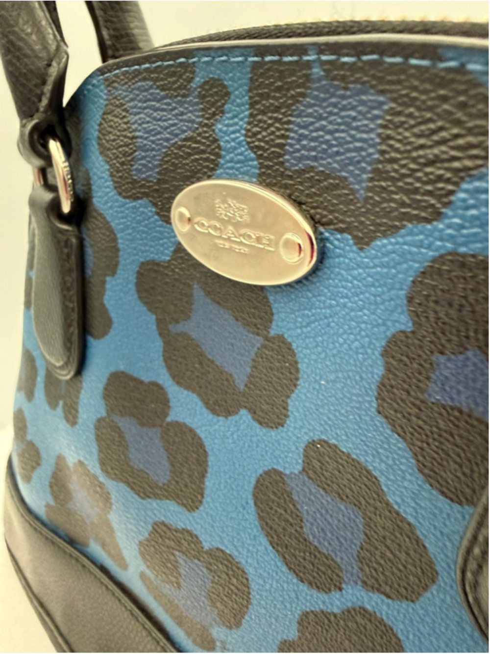 Women's Coach Blue Black Leopard Print Mini Satchel - Picture 6 of 12